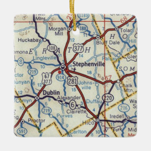 Ornamento De Cerâmica Mapa de Vintagem do TX Stephenville