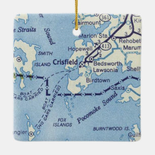 Ornamento De Cerâmica Mapa de Vintagem MD Crisfield
