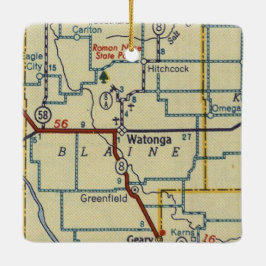 Ornamento De Cerâmica Mapa de Watonga Oklahoma Vintage