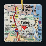 Ornamento De Cerâmica Mapa de Yulee Florida<br><div class="desc">Enfeites de natal Yulee Florida com o design de mapa de estradas vintage.</div>