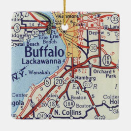 Ornamento De Cerâmica Mapa do Buffalo NY Vintage
