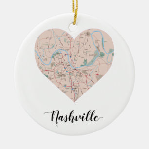 Ornamento De Cerâmica Mapa do coração de Nashville