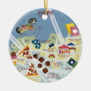 Ornamento De Cerâmica Mapa do Dumbo Brooklyn em Nova Iorque Personalizá