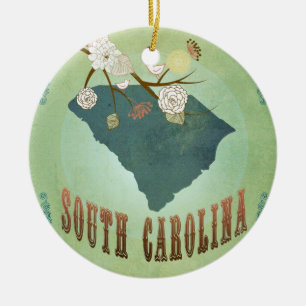 Ornamento De Cerâmica Mapa do estado de South Carolina do vintage -