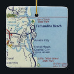 Ornamento De Cerâmica Mapa do Fernandina Beach Vintage<br><div class="desc">Enfeites de natal para Fernandina Beach Florida e Nassauville.</div>