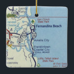 Ornamento De Cerâmica Mapa do Fernandina Beach Vintage<br><div class="desc">Enfeites de natal para Fernandina Beach Florida e Nassauville.</div>