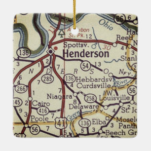 Ornamento De Cerâmica Mapa do Henderson KY Vintage