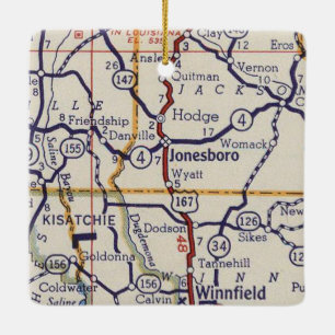 Ornamento De Cerâmica Mapa do Jonesboro LA Vintage