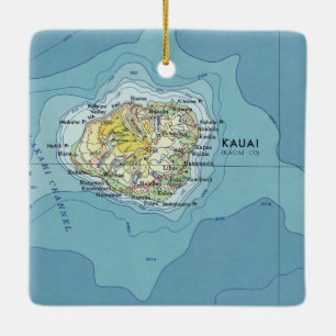 Ornamento De Cerâmica Mapa do Kauai Vintage