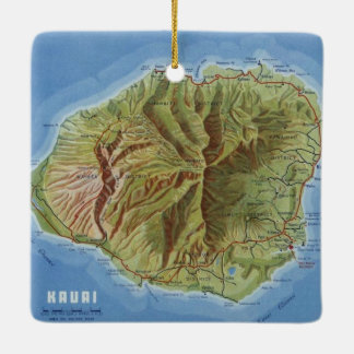 Ornamento De Cerâmica Mapa do Kauai Vintage