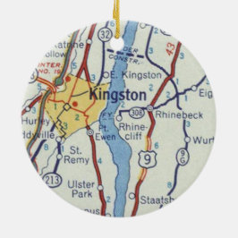 Ornamento De Cerâmica Mapa do Kingston NY Vintage