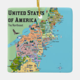 Ornamento De Cerâmica Mapa do leste norte dos Estados Unidos da América