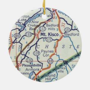 Ornamento De Cerâmica Mapa do Monte Kisco Vintage