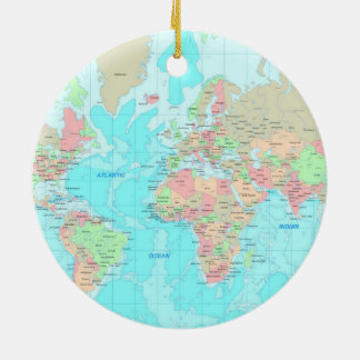 Ornamento De Cerâmica Mapa do mundo