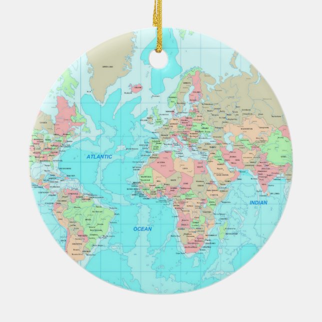 Ornamento De Cerâmica Mapa do mundo (Traseira)