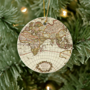 Ornamento De Cerâmica Mapa do mundo antigo, C. 1680. Por Frederick de