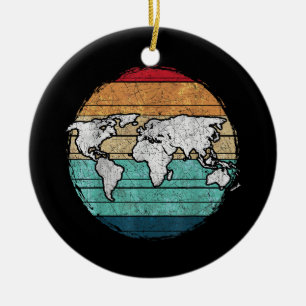 Ornamento De Cerâmica Mapa do Mundo Retroativo