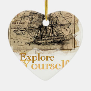 Ornamento De Cerâmica Mapa do Mundo Vintage