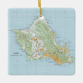 Ornamento De Cerâmica Mapa do Oahu Vintage