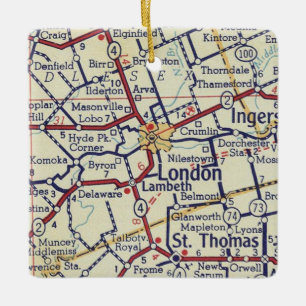 Ornamento De Cerâmica Mapa do Ontário Vintage de Londres