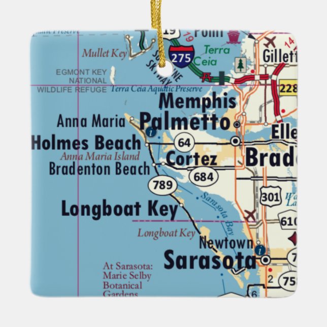 Ornamento De Cerâmica Mapa do Palmetto na Flórida (Frente)