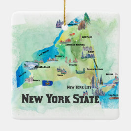 Ornamento De Cerâmica Mapa do poster de viagens dos Estados de Nova