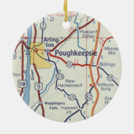 Ornamento De Cerâmica Mapa do Poughkeepsie NY Vintage