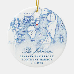 Ornamento De Cerâmica Mapa do Resort da Baía de Linekin no Primeiro Nata