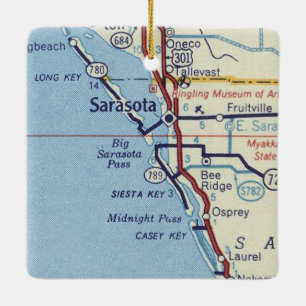 Ornamento De Cerâmica Mapa do Sarasota FL Classic