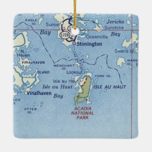 Ornamento De Cerâmica Mapa do Stonington Maine Vintage
