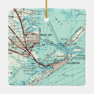 Ornamento De Cerâmica Mapa do Texas City Vintage