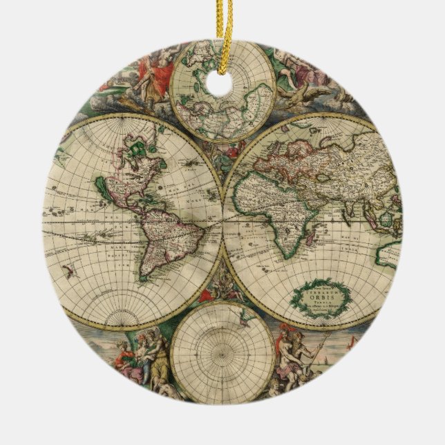 Ornamento De Cerâmica Mapa do Velho Mundo (Frente)