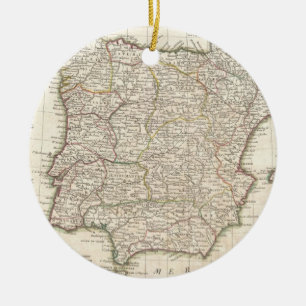 Ornamento De Cerâmica Mapa do vintage da espanha (1775)
