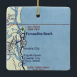 Ornamento De Cerâmica Mapa do Vintage da Fernandina Beach<br><div class="desc">Fernandina Beach Florida Enfeites de natal feito com o roteiro de 1955.</div>