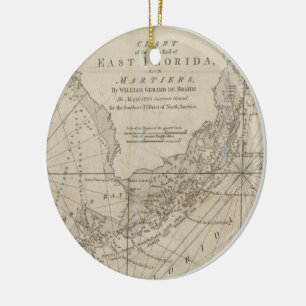 Ornamento De Cerâmica Mapa do vintage das chaves de Florida (1771)