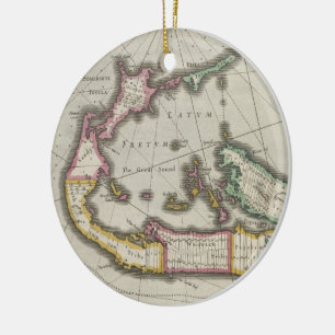 Ornamento De Cerâmica Mapa do vintage de Bermuda (1638)