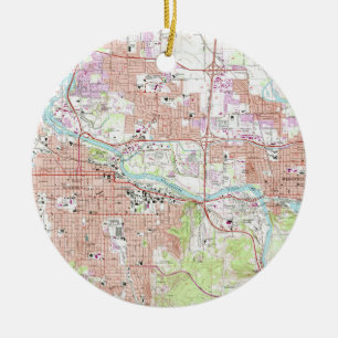 Ornamento De Cerâmica Mapa do vintage de Eugene Oregon (1967)