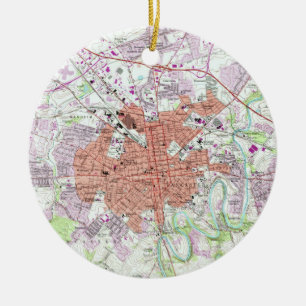 Ornamento De Cerâmica Mapa do vintage de Lancaster Pensilvânia (1956) 2