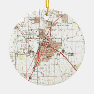 Ornamento De Cerâmica Mapa do vintage de Las Vegas Nevada (1952)
