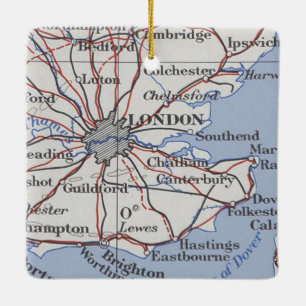 Ornamento De Cerâmica Mapa do Vintage de Londres