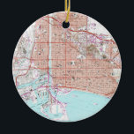 Ornamento De Cerâmica Mapa do vintage de Long Beach Califórnia (1964)<br><div class="desc">Este é um mapa do vintage de Long Beach Califórnia produzido original em 1964.</div>