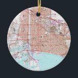 Ornamento De Cerâmica Mapa do vintage de Long Beach Califórnia (1964)<br><div class="desc">Este é um mapa do vintage de Long Beach Califórnia produzido original em 1964.</div>