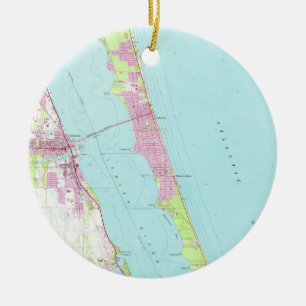 Ornamento De Cerâmica Mapa do vintage de Melbourne Florida (1949)