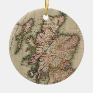 Ornamento De Cerâmica Mapa do vintage de Scotland (1814)