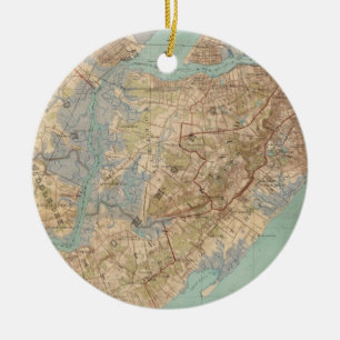 Ornamento De Cerâmica Mapa do vintage de Staten Island (1891)
