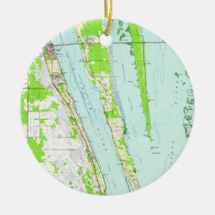 Ornamento De Cerâmica Mapa do vintage do cacau Florida (1949)