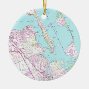Ornamento De Cerâmica Mapa do vintage do porto St Lucie Entrada (1948)