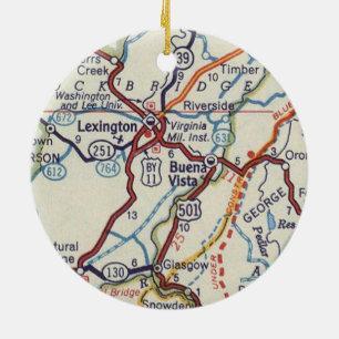 Ornamento De Cerâmica Mapa do Vintage Lexington VA