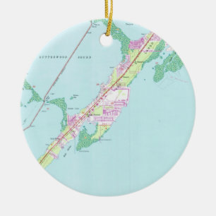 Ornamento De Cerâmica Mapa do Vintage Rock Harbor na Flórida (1947)