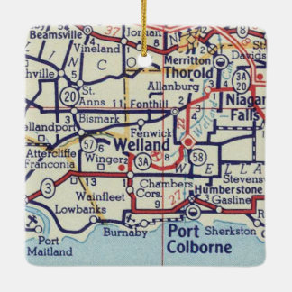 Ornamento De Cerâmica Mapa do Welland Ontario Vintage